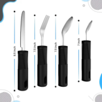 Disability Assistant Spoon Fork Knife Set Black Color