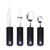 Disabled Helper Spoon Fork Knife Set Black Color