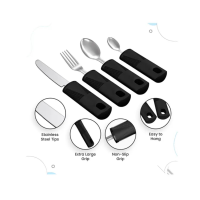 Disabled Helper Spoon Fork Knife Set Black Color