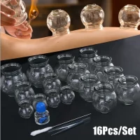 Glass Massage Mug Set 16 Pieces