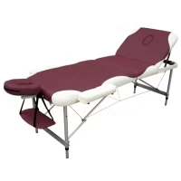 Metal 3 Piece Massage Table Claret Red-Cream